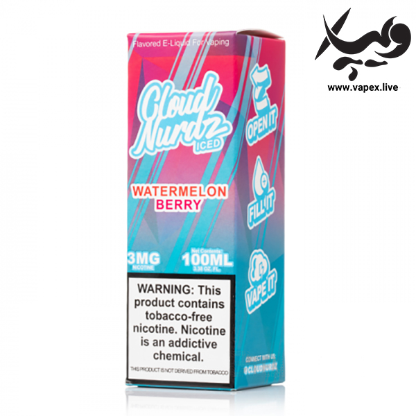 جویس واترملون بری یخ کلود نوردز Cloud Nurdz Watermelon Berry ICE 100ML - تصویر 3