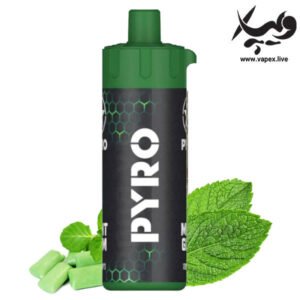 ویپ یکبار مصرف اکسترا پایرو ۱۲۰۰۰ پاف آدامس نعنا Pyro Mint Gum