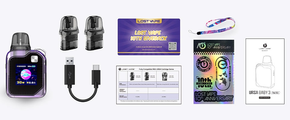 محتویات بسته بندی لاست ویپ اورسا بیبی 3 - ویپ ایکس