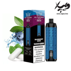 ویپ یکبار مصرف الفاخر کرون بار ۱۵۰۰۰ پاف بلوبری آدامس Al Fakher Crown Bar 15000 Puffs Blueberry Gum
