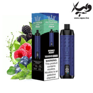 ویپ یکبار مصرف الفاخر کرون بار ۱۵۰۰۰ پاف بلوبری تمشک نعناAl Fakher Crown Bar 15000 Puffs Berry Mint