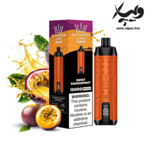 ویپ یکبار مصرف الفاخر کرون بار ۱۵۰۰۰ پاف پشن فروت شیرینAl Fakher Crown Bar 15000 Puffs Sweet Passionfruit
