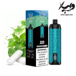 ویپ یکبار مصرف الفاخر کرون بار ۱۵۰۰۰ پاف آدامس نعنا Al Fakher Crown Bar 15000 Puffs Gum Mint