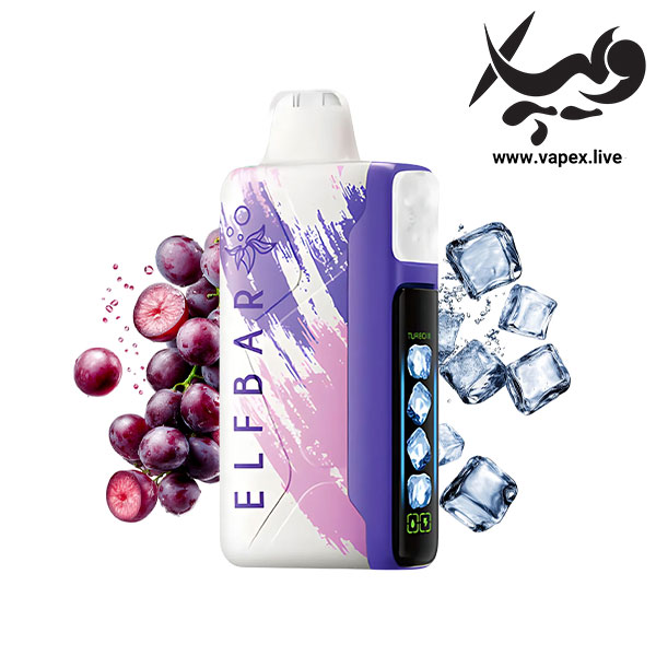 پاد یکبار مصرف الف بار آیس کینگ ۳۰۰۰۰ پاف انگور یخ ELF BAR Ice King 30000 Puffs Grape Ice