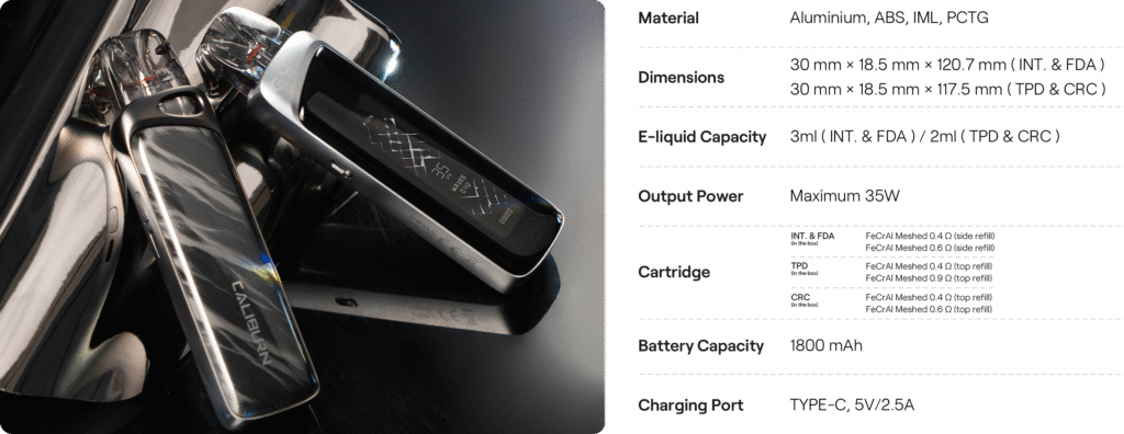 مشخصات فنی پاد یوول جی ۴ پرو - فروشگاه ویپ ایکس